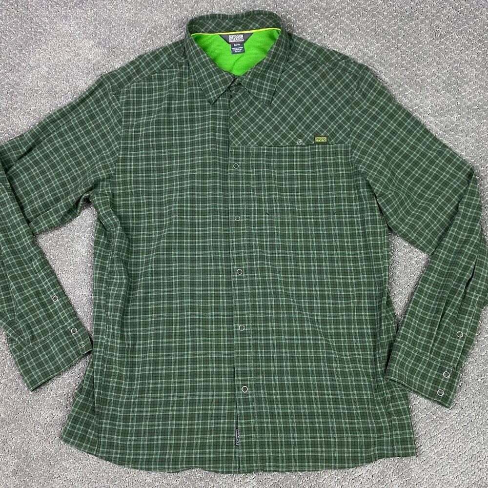 Outdoor Research Astroman Sun Shirt Men's XL Green Plaid Long Sleeve Hiking